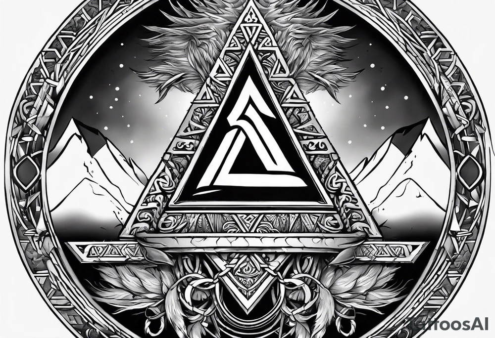 Valhalla valknut sword axe shield tattoo idea