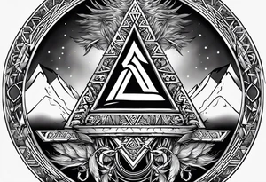 Valhalla valknut sword axe shield tattoo idea
