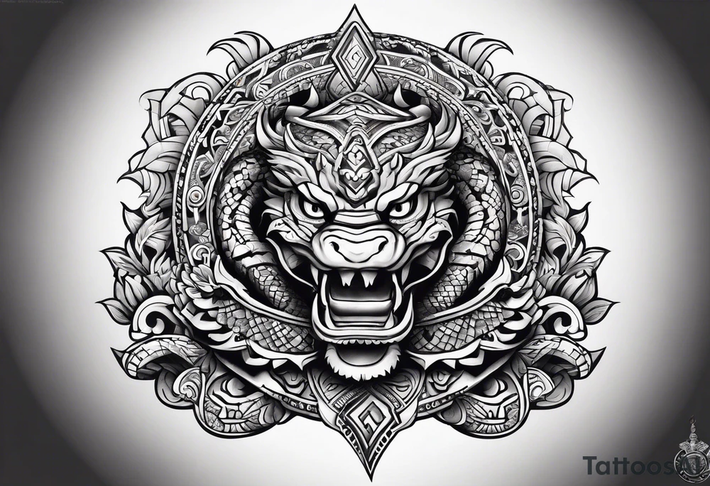 aztec snake sleeve tattoo idea