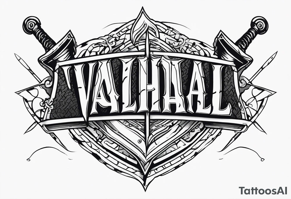 Valhalla sword shield barb wire tattoo idea