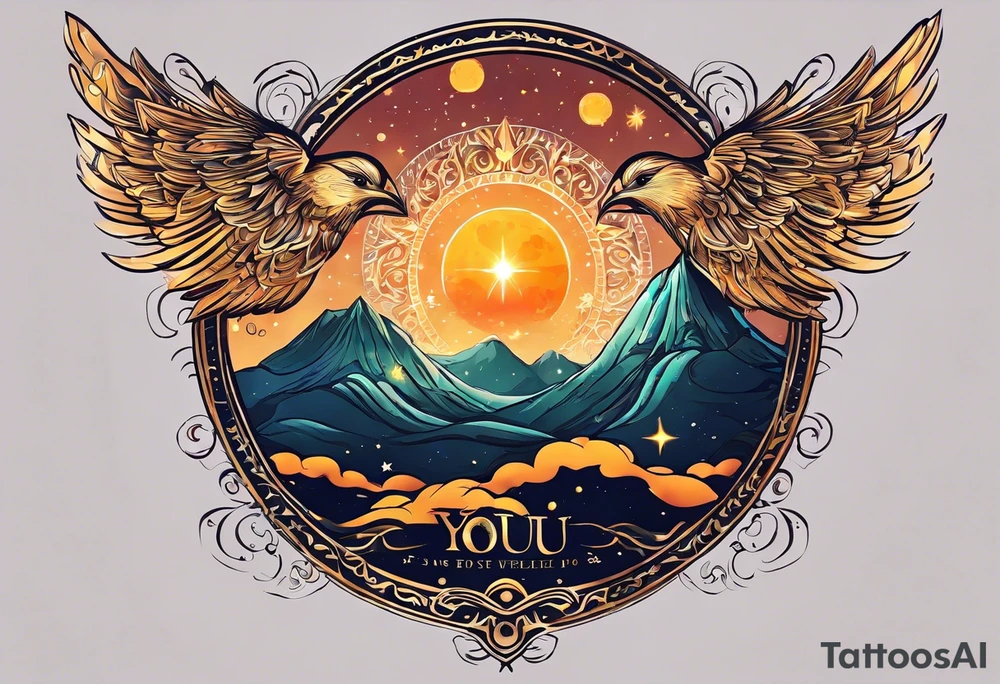You are a beloved of the universe. You are
as beautiful as the sunrise and as ancient
as the stars. You are a spark of divine love
in human form. Through you goodness &
light flow into this world. Bless you. tattoo idea