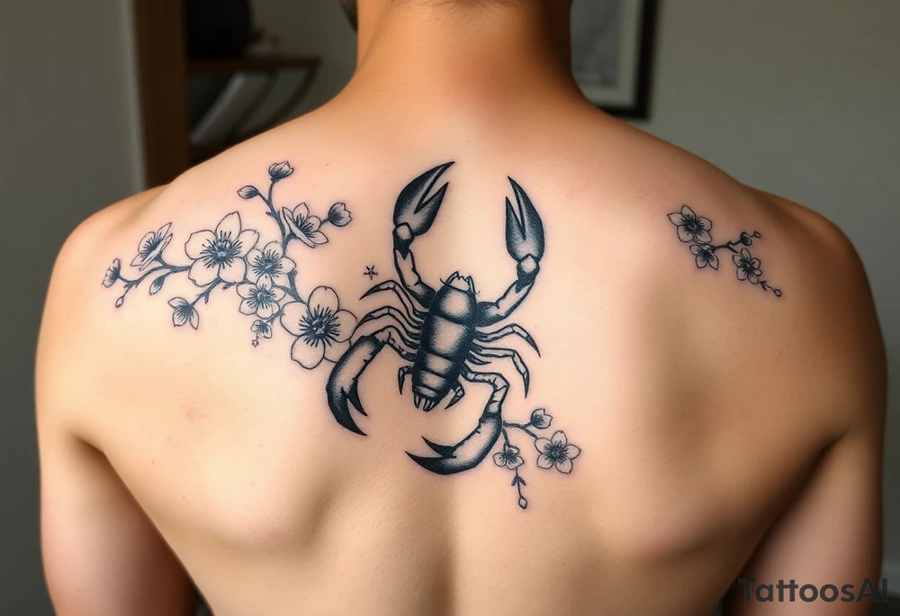 Cherry blossoms constellation scorpio and cancer tattoo idea