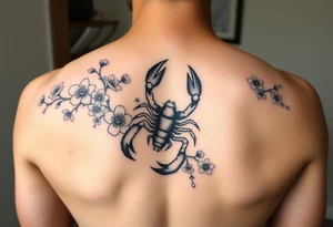 Cherry blossoms constellation scorpio and cancer tattoo idea