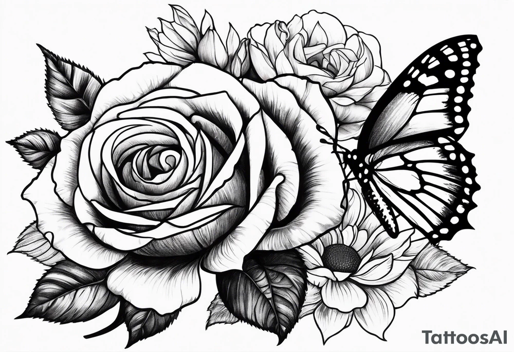 Flower : rose , sunflower, camera, butterfly tattoo idea