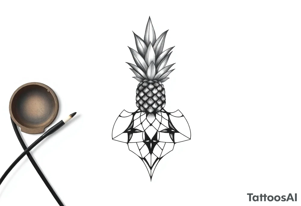 Bushy crown pineapple vagina, design to go over vagina , erotic vagina area design, anus to be at the bottom tattoo idea
