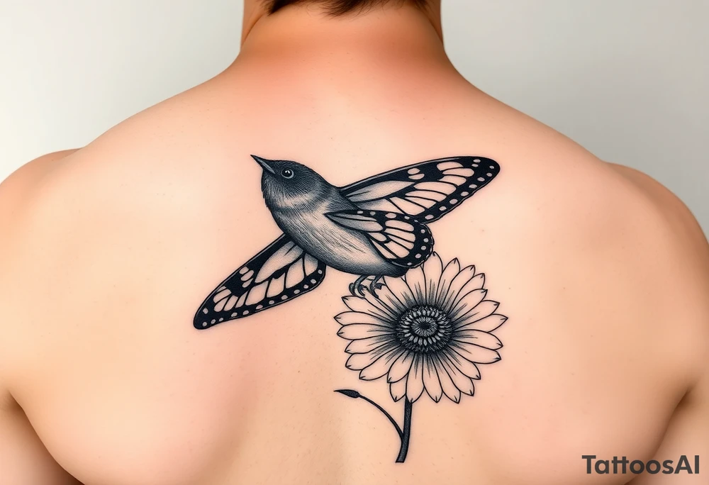 Meadowlark, western yellow swallowtail, Indian blanket flower tattoo idea