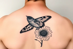 Meadowlark, western yellow swallowtail, Indian blanket flower tattoo idea
