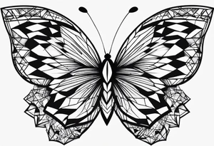 Simple butterfly on Indra's diamond network background tattoo idea