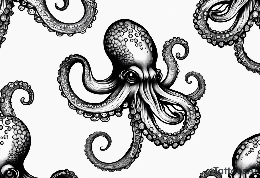 Realistic Octopus with tentacles going upwards tattoo idea