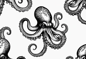 Realistic Octopus with tentacles going upwards tattoo idea