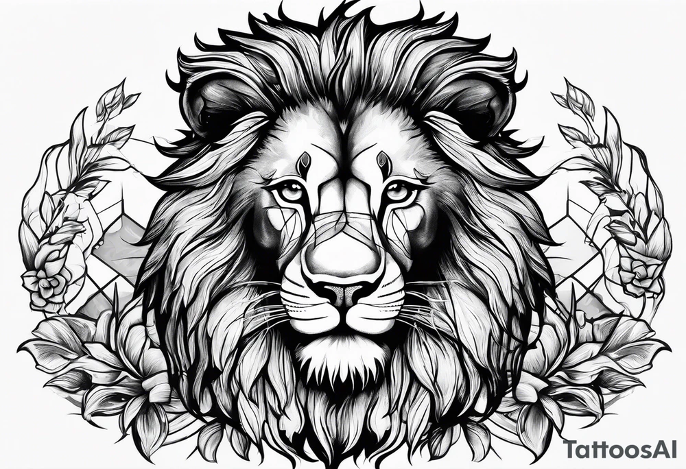 A lion drinking whiskey tattoo idea