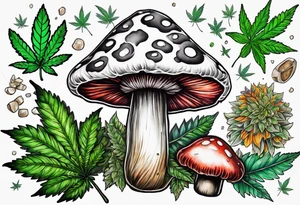 shroom and marijuana tattoo tattoo idea