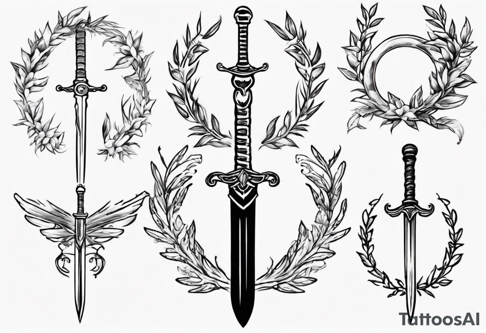13 A sword AND 13 in the middle of a laurel leaf wreath tattoo idea