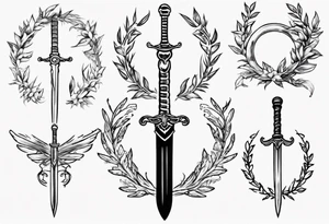 13 A sword AND 13 in the middle of a laurel leaf wreath tattoo idea