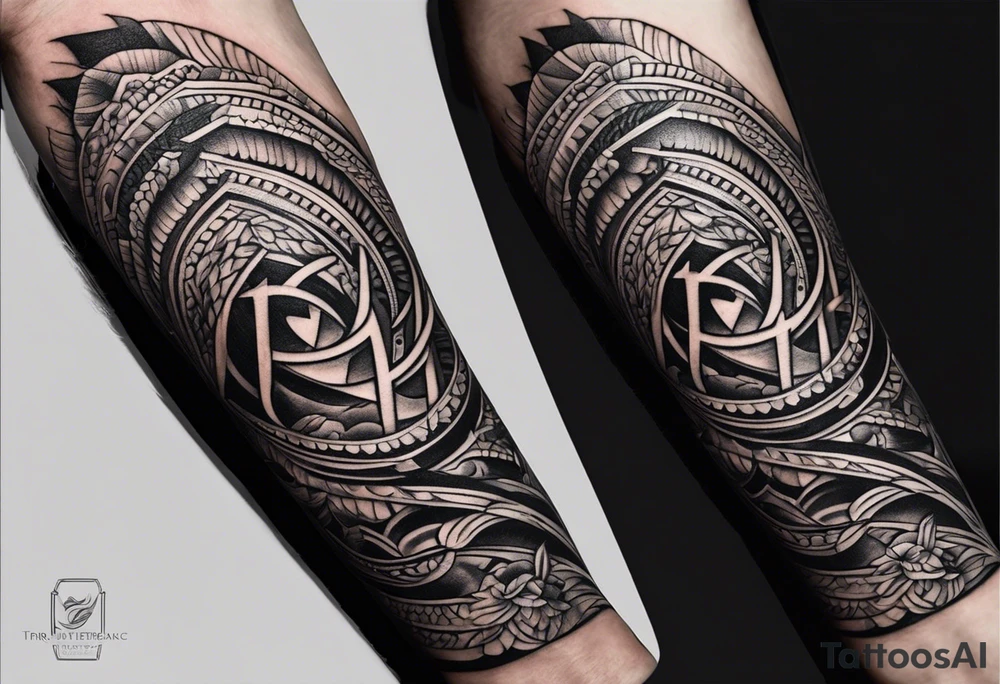 forearm masculine narrow band tattoo with rope pattern tattoo idea