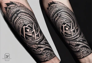 forearm masculine narrow band tattoo with rope pattern tattoo idea