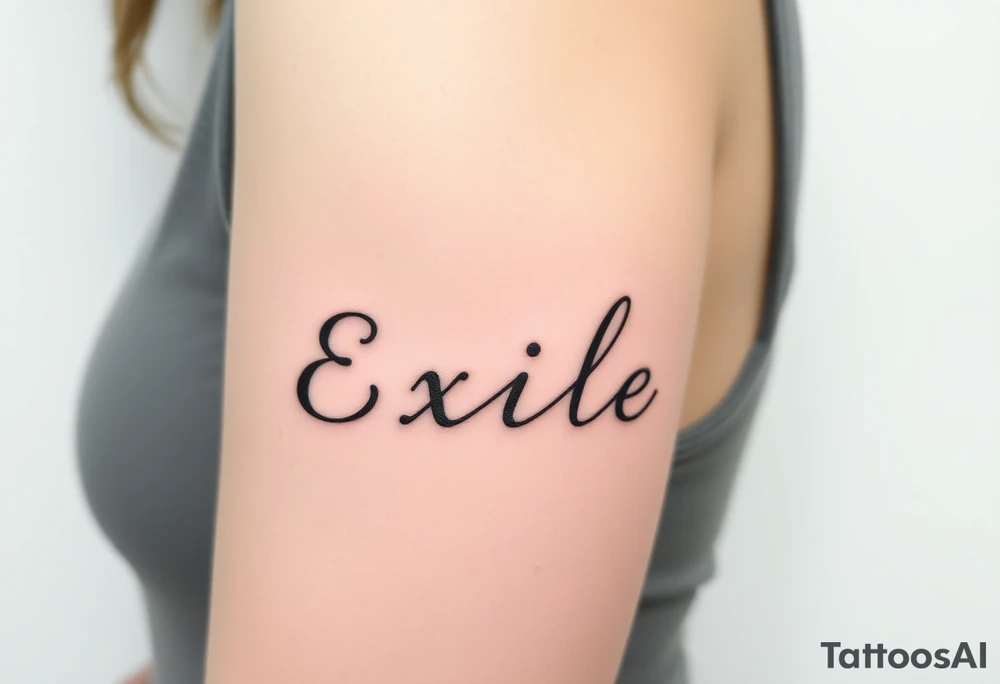 Word "Exile" in font IM Fell DW Pica tattoo idea