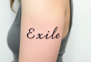 Word "Exile" in font IM Fell DW Pica tattoo idea