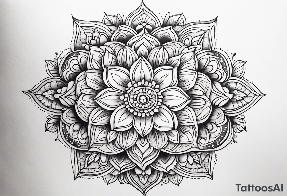 Mandala, botanical, flowers, negative space tattoo idea