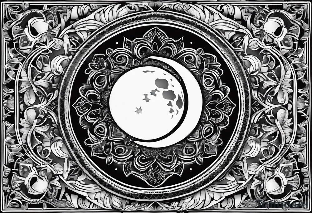 Ornemental moon tattoo idea