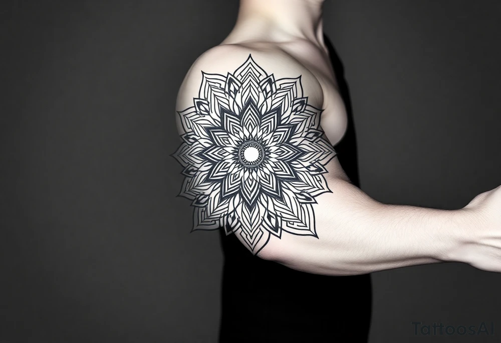 bold line ornamentaali mandala vegvisor tattoo idea