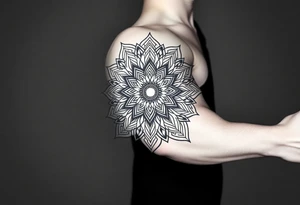 bold line ornamentaali mandala vegvisor tattoo idea