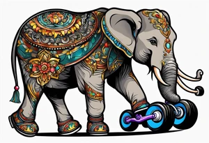 Elephant with roller skates tattoo idea