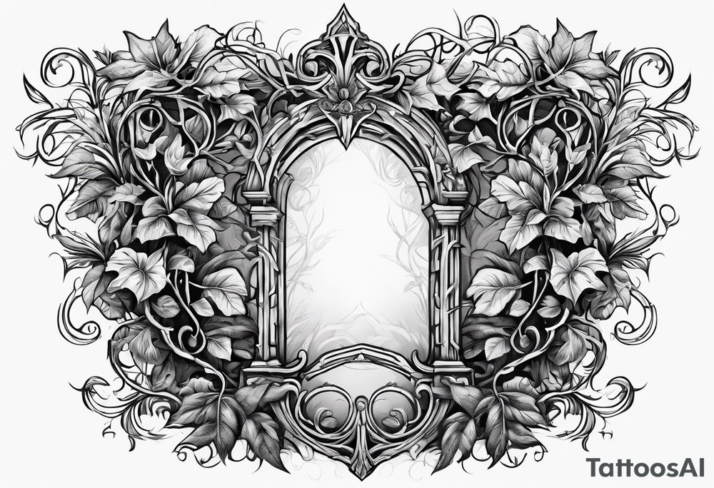 Leafy vines with tombstone tattoo idea