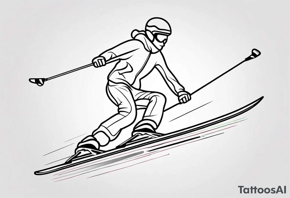 Skier in motion, single line tattoo idea