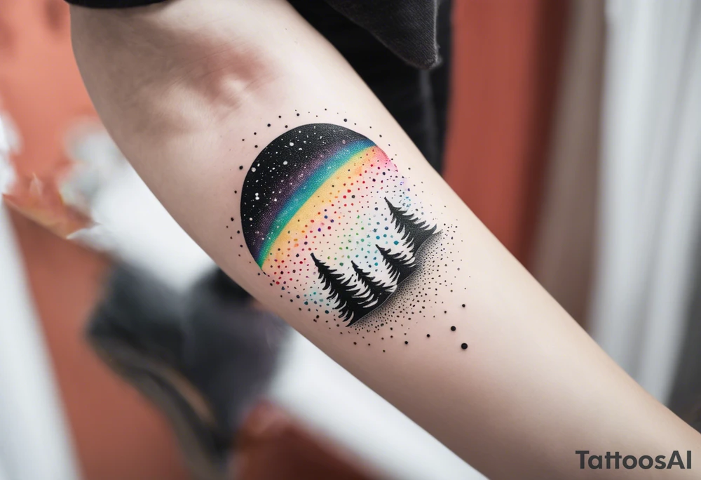 "You never walk alone" stars and rainbow color tattoo idea