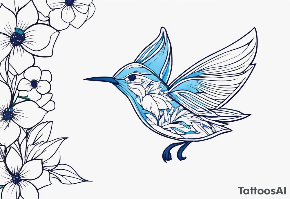 Flowers butterfly blue bird tattoo idea