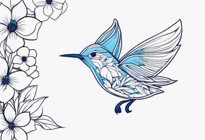 Flowers butterfly blue bird tattoo idea
