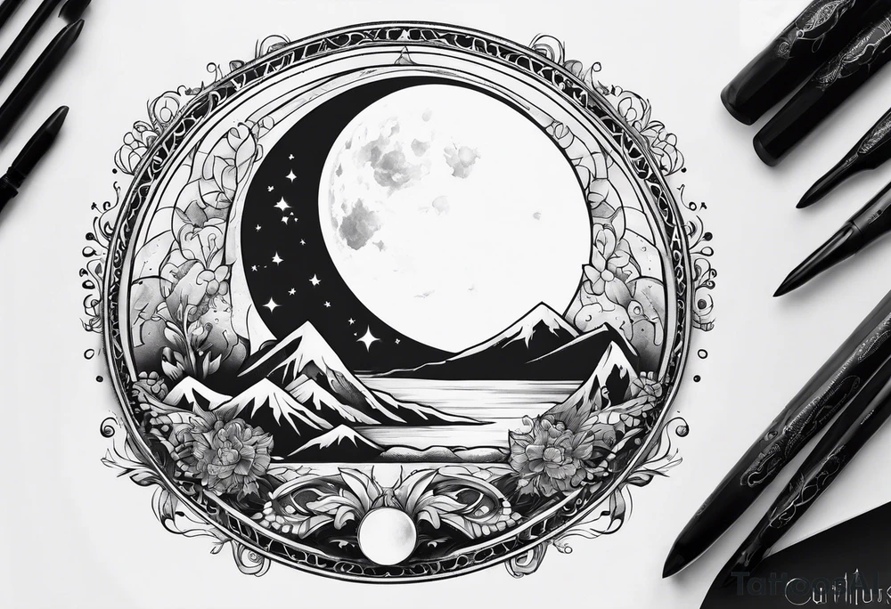 Cancer zodiac moon tattoo idea