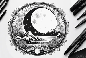 Cancer zodiac moon tattoo idea