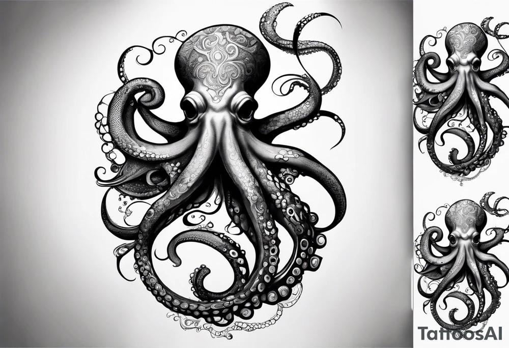 Octopus around lower leg tattoo idea