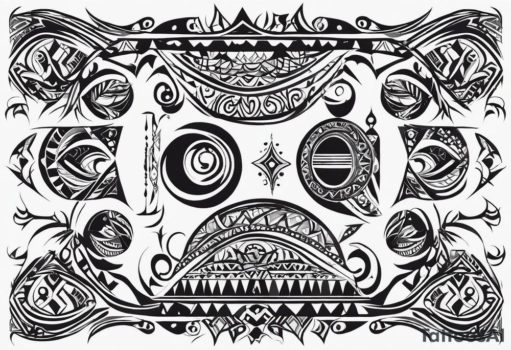 I need a sketch of a tattoo in a tribal style. The main idea is to have abstract shapes drawn in the typical tribal style with thick, flowing, and sharp lines. It's important for the design to be symmetrical and balanced.

The black areas should be arranged in such a way that they form a central abstract figure, divided into several parts, while giving a sense of power and dynamism. The lines should be bold and expressive, curving smoothly and creating a sense of movement, as often seen in tribal tattoos.

The final design should look like an abstract yet powerful figure, drawn in the tribal style, with clear and harmonious black areas forming the central element. Symmetry and the overall feeling of balance and style are important." tattoo idea