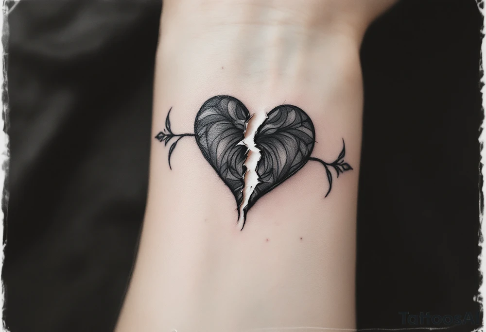 A Polaroid photo of a heart being torn, edges fading into grayscale, symbolizing memories that can’t be erased. tattoo idea