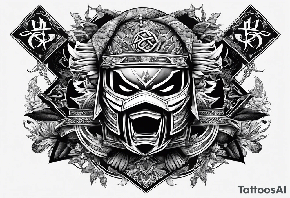 the letters A W R in the middle of a ninja headband tattoo idea