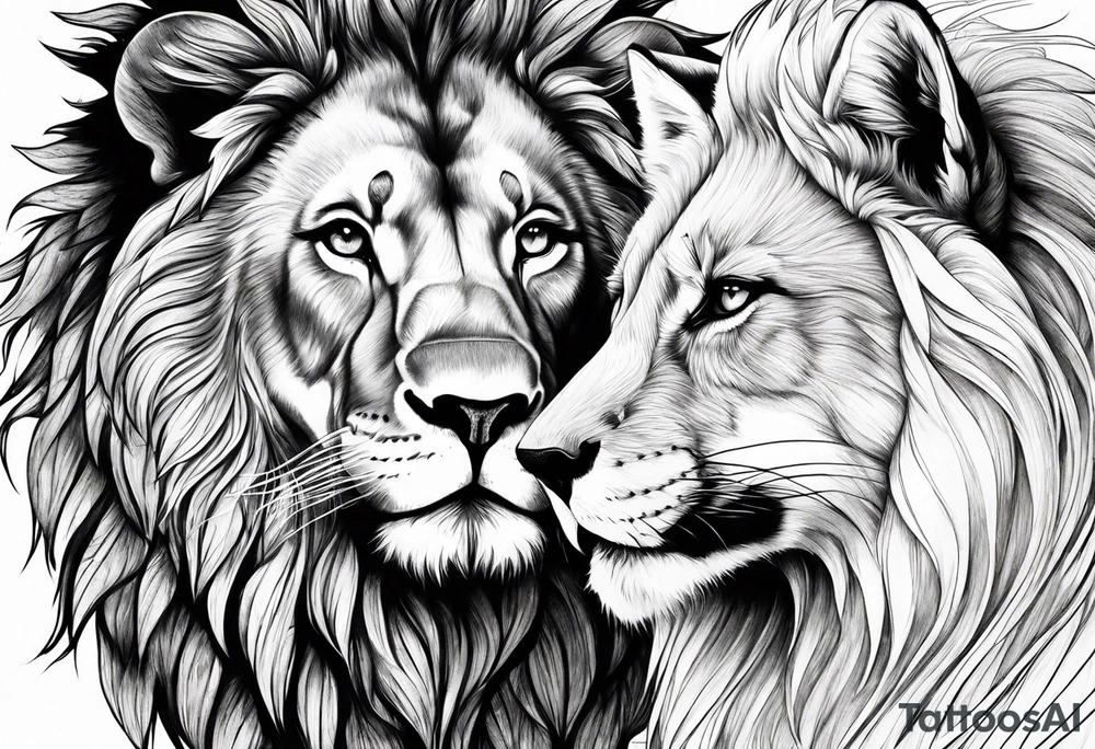 lion and fox tattoo idea