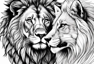 lion and fox tattoo idea
