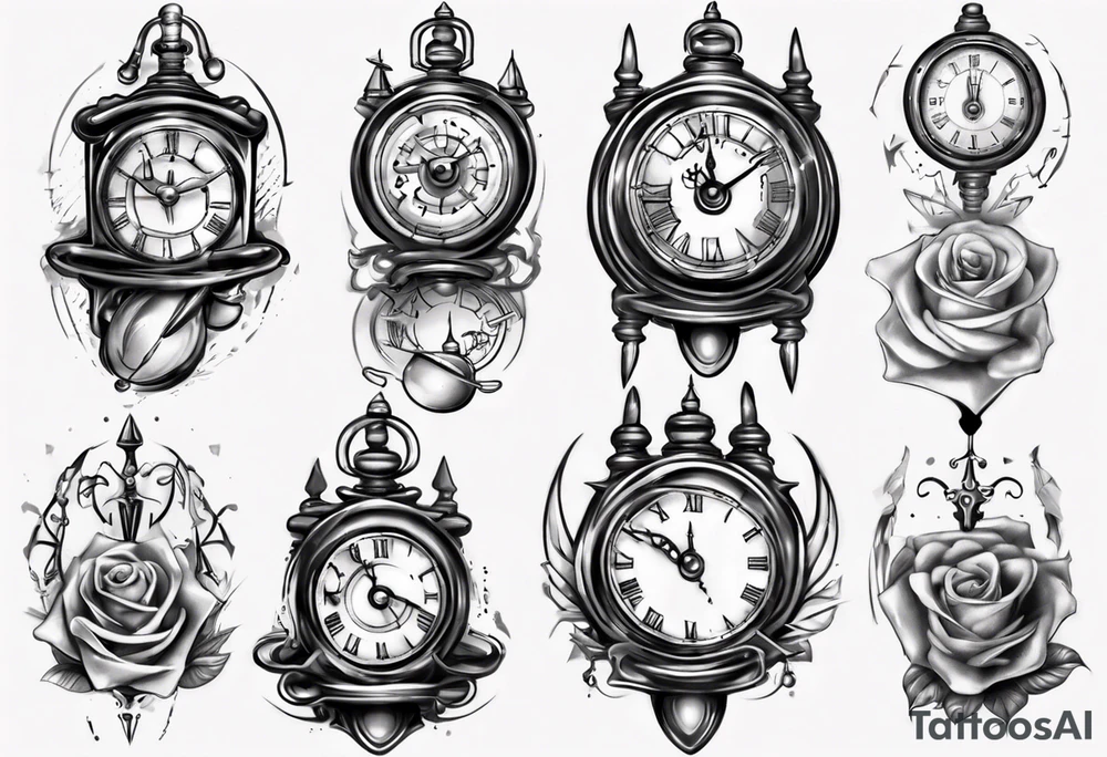 Baby clock name tattoo idea