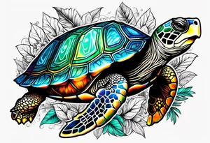 tropical psychedelic turtle tattoo idea
