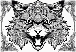 Powerful Himalayan smoosh face cat that is roaring tattoo idea