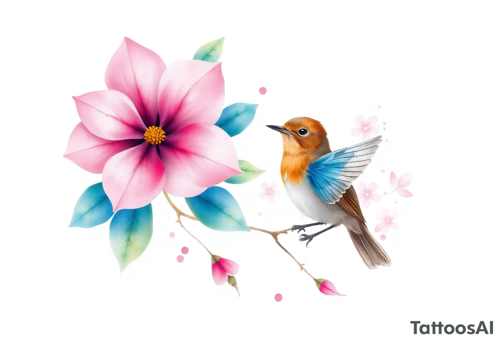 pink camelia flower
blue brown wren bird tattoo idea