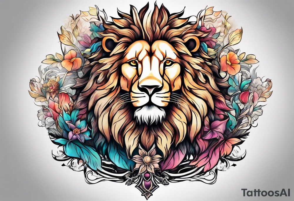 The lion and the lamb with the crusifiction tattoo idea
