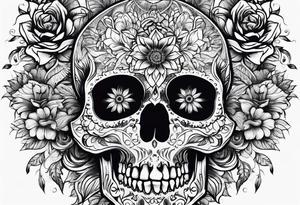 Skull flower mandela tattoo idea