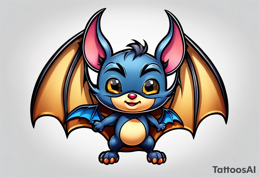 cartoon bat in style of disney, tattoo idea