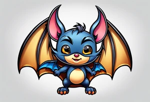 cartoon bat in style of disney, tattoo idea