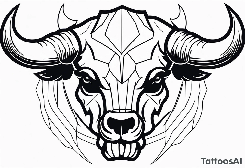 skull of a bull with a line frame, realistic, simple tattoo idea
