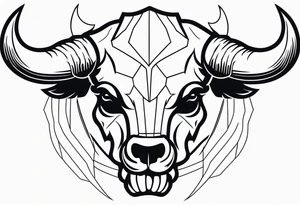 skull of a bull with a line frame, realistic, simple tattoo idea